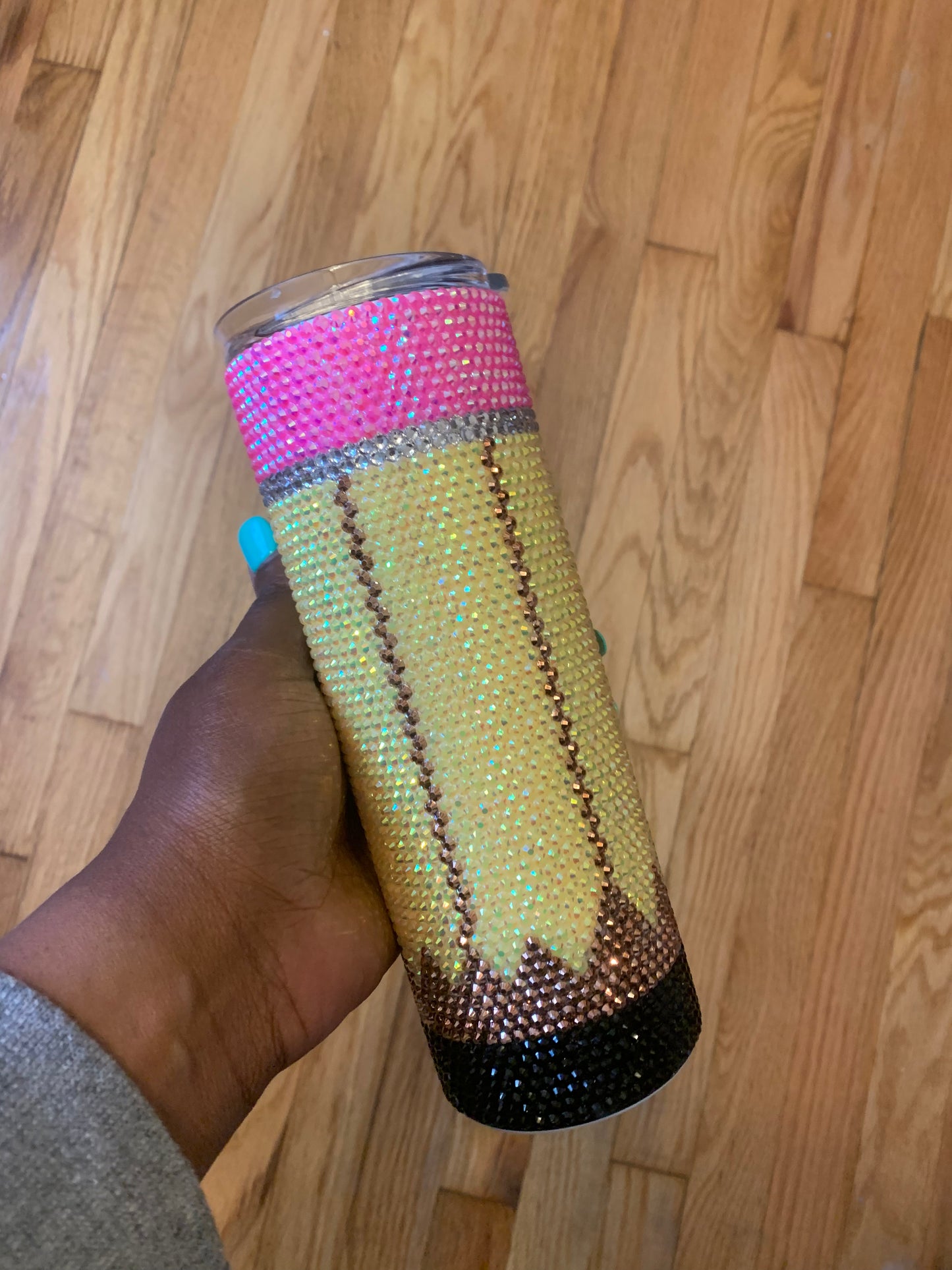 RTS: Ready to Ship Pencil Stainless Steel Fully Blinged 20oz Tumbler Style 2