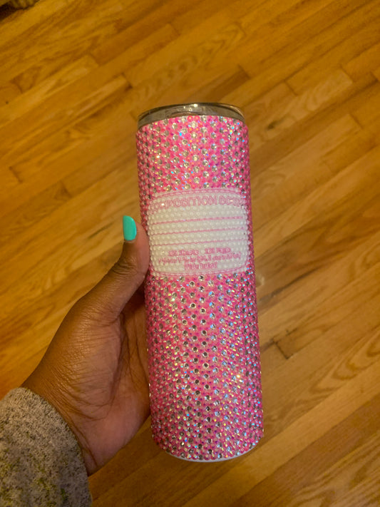 RTS: Ready to Ship Pink Composition Notebook Stainless Steel Fully Blinged 20oz Tumbler