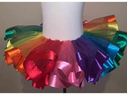 1st Birthday Rainbow Ribbon Trim Tutu