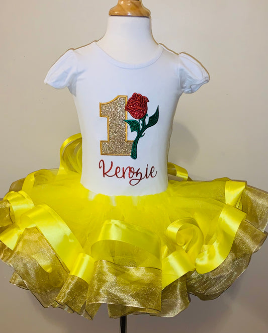 Yellow & Gold Double Ribbon Trim Tutu