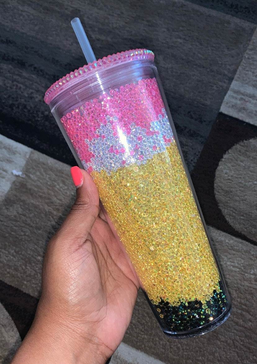 Pencil Rhinestone Filled Tumbler
