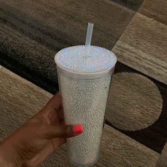 Clear Rhinestone Filled Tumbler