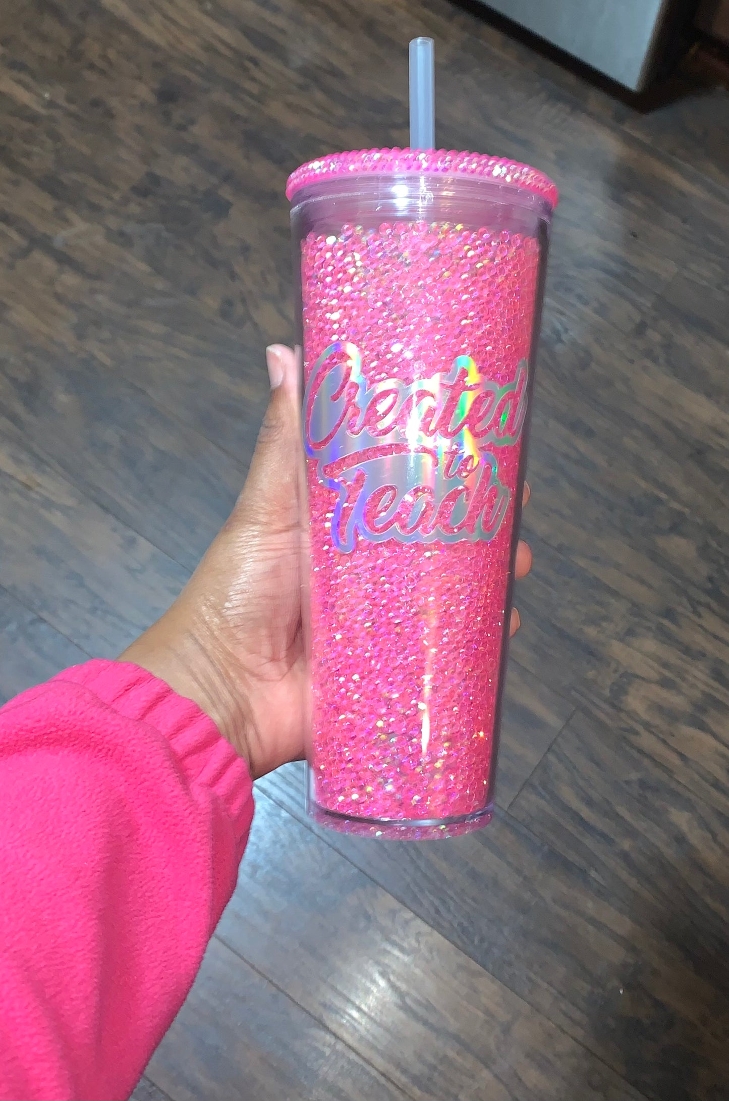 Created to Teach Rhinestone Filled Tumbler