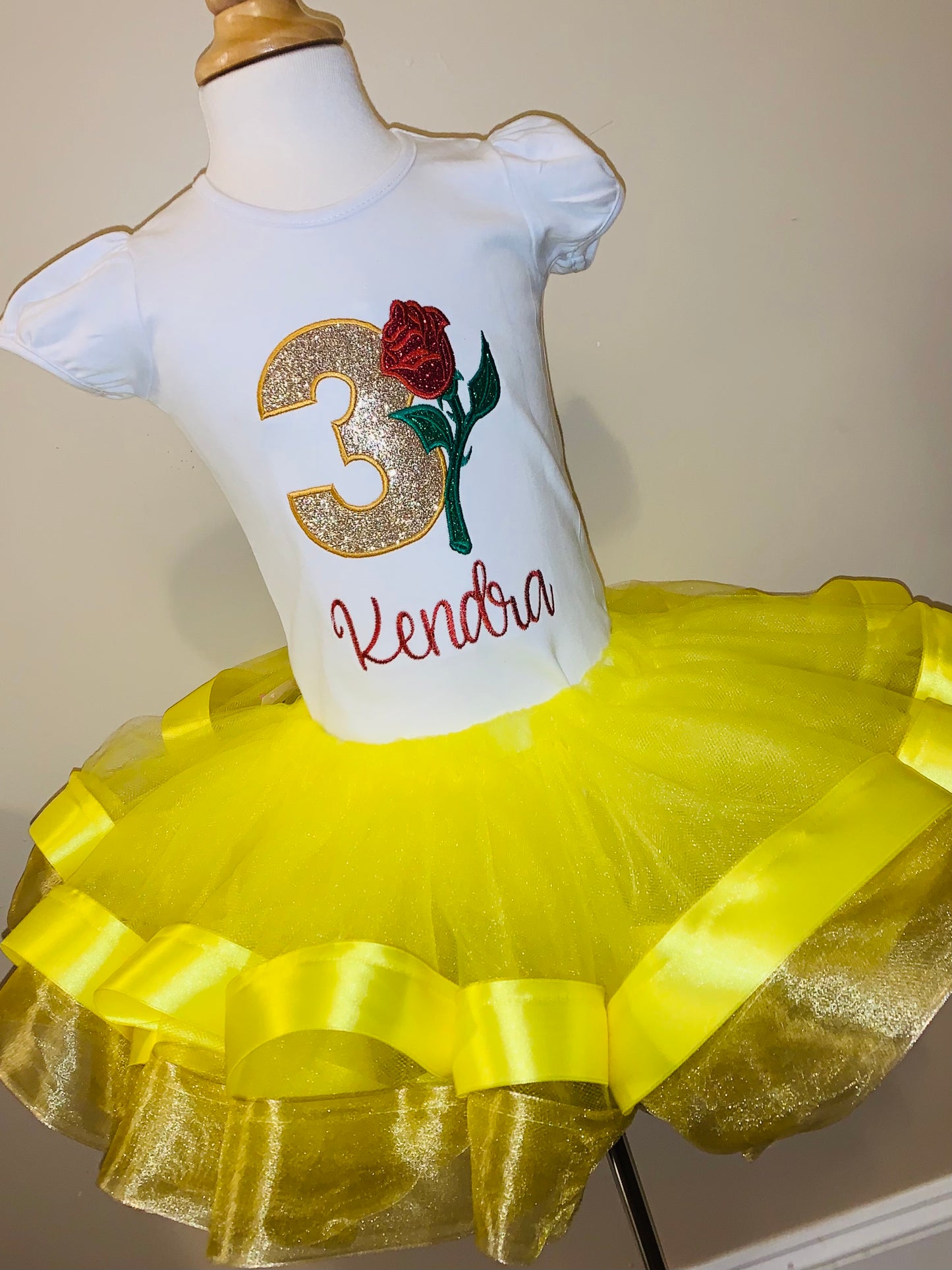 Yellow & Gold Double Ribbon Trim Tutu