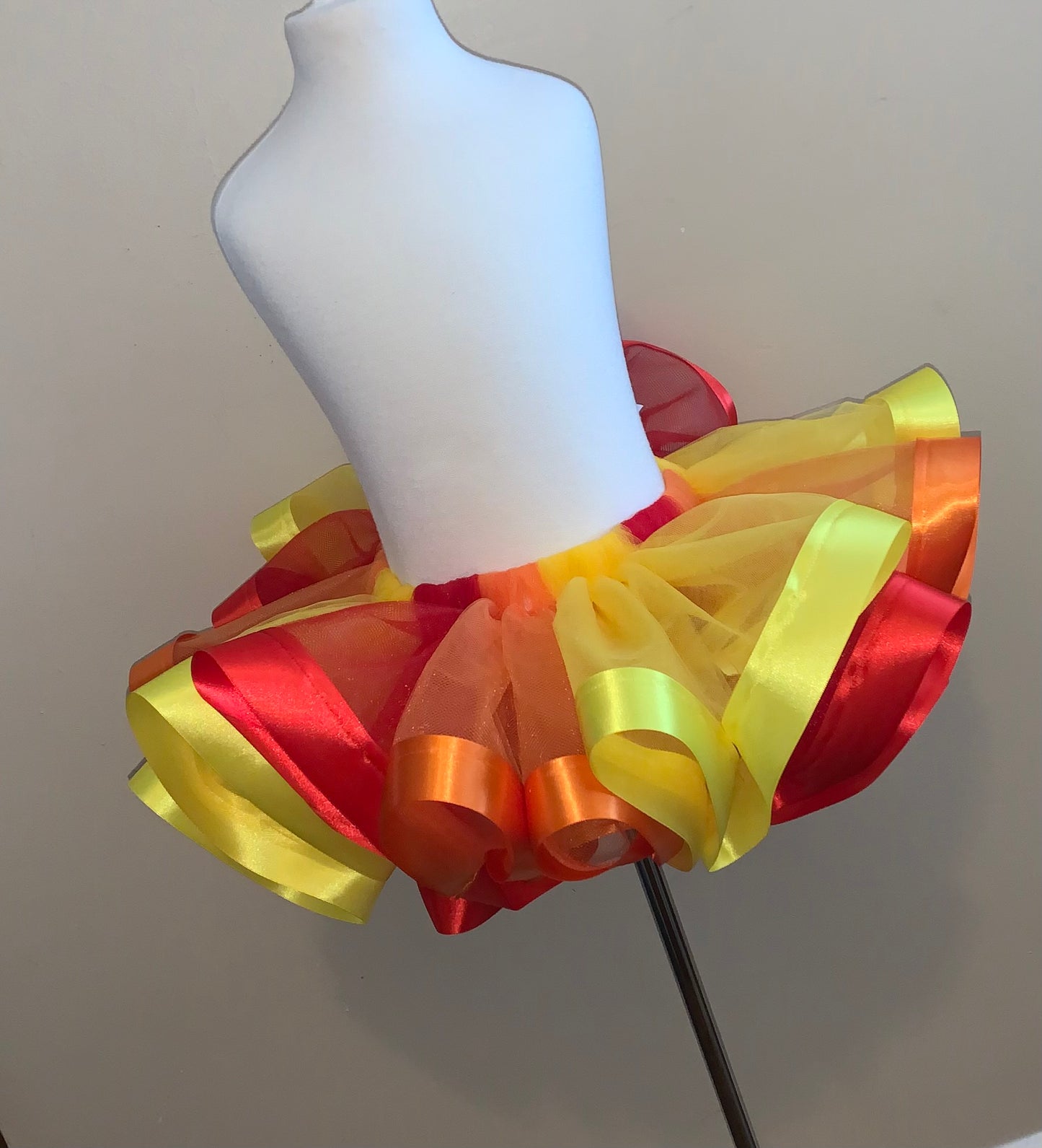 Red, Yellow & Orange Ribbon Trim Tutu