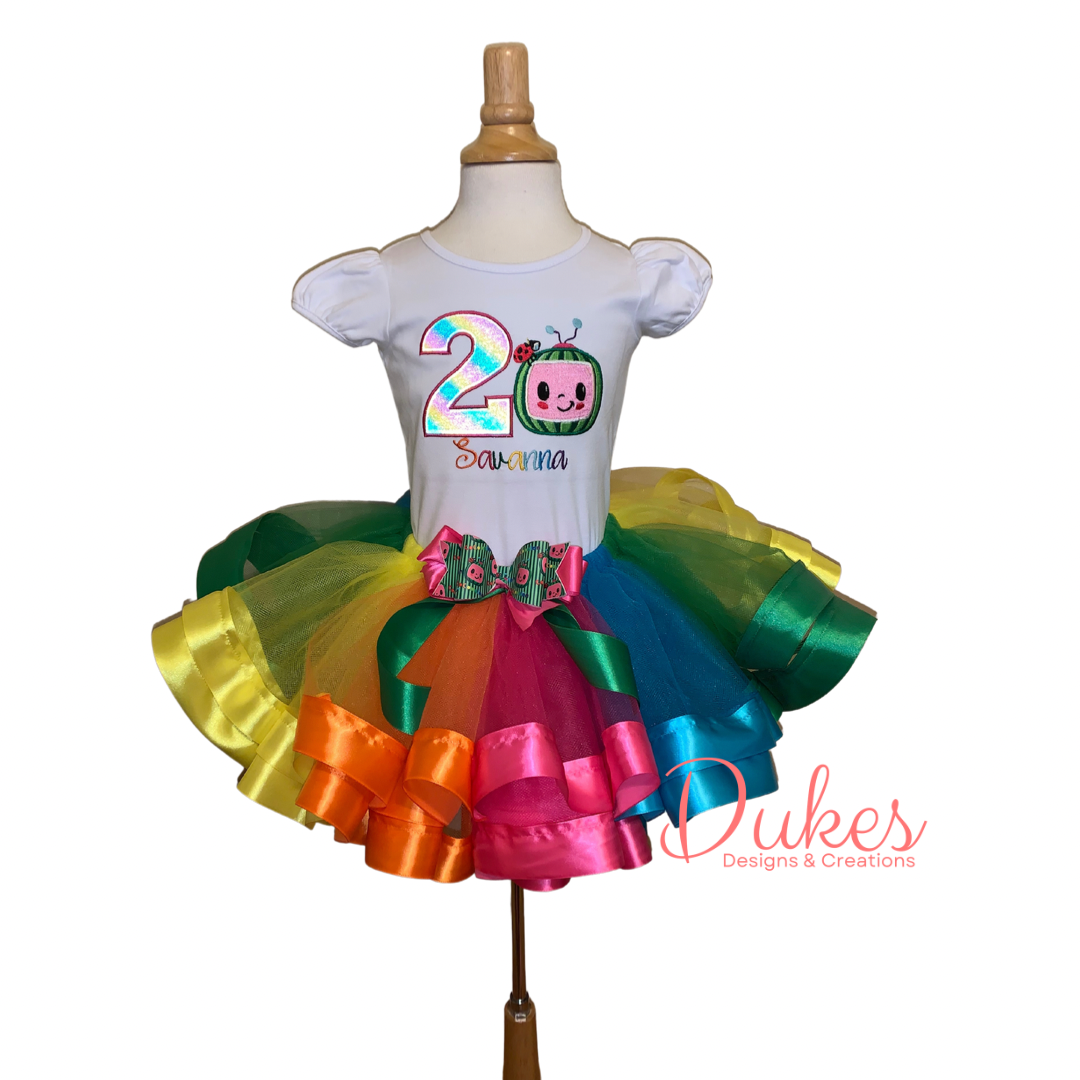 Melon Double Ribbon Trim Tutu