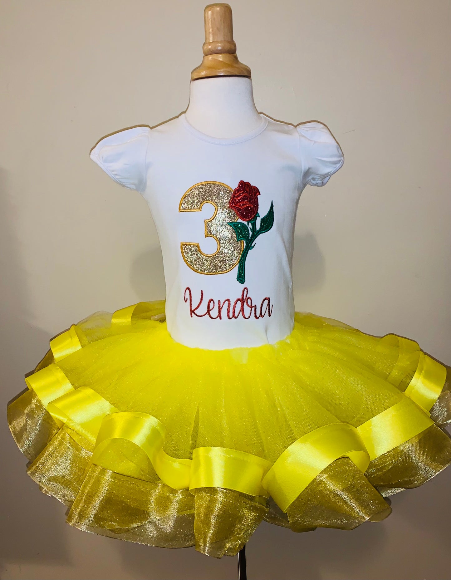 Yellow & Gold Double Ribbon Trim Tutu