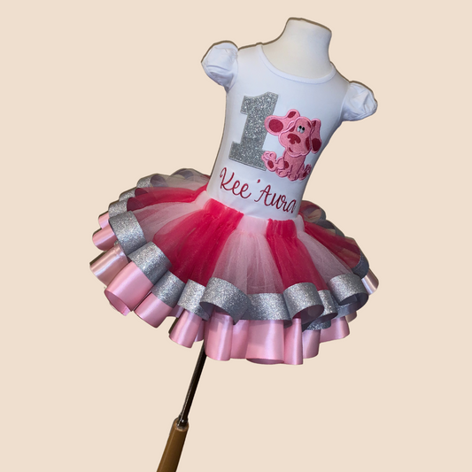 Pink & Silver Double Ribbon Trim Tutu