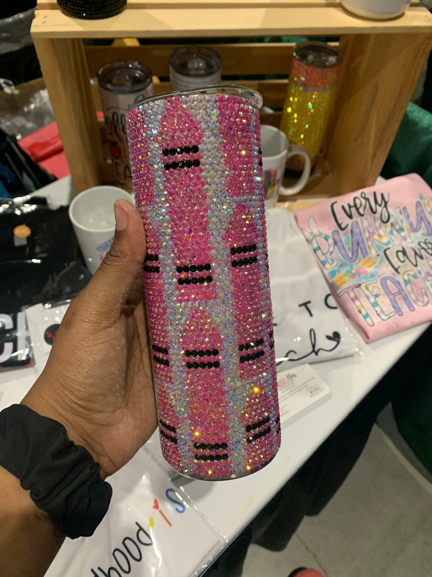 Pink Crayon Stainless Steel Fully Blinged 20oz Tumbler