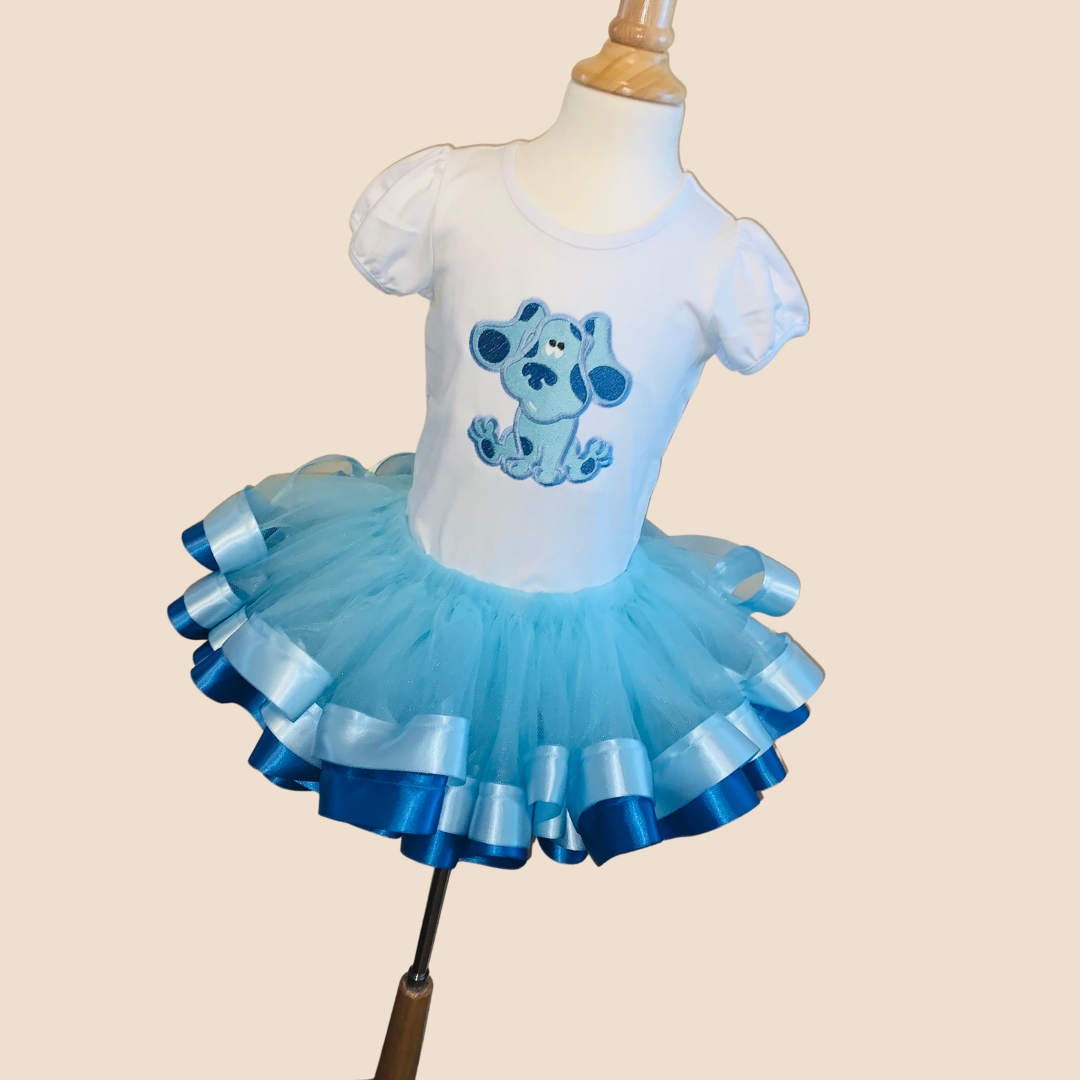 Blue Double Ribbon Trim Tutu