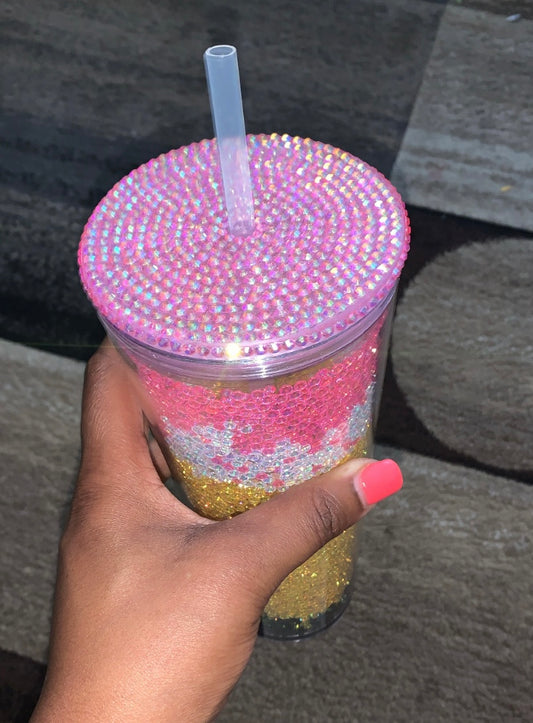 Pencil Rhinestone Filled Tumbler