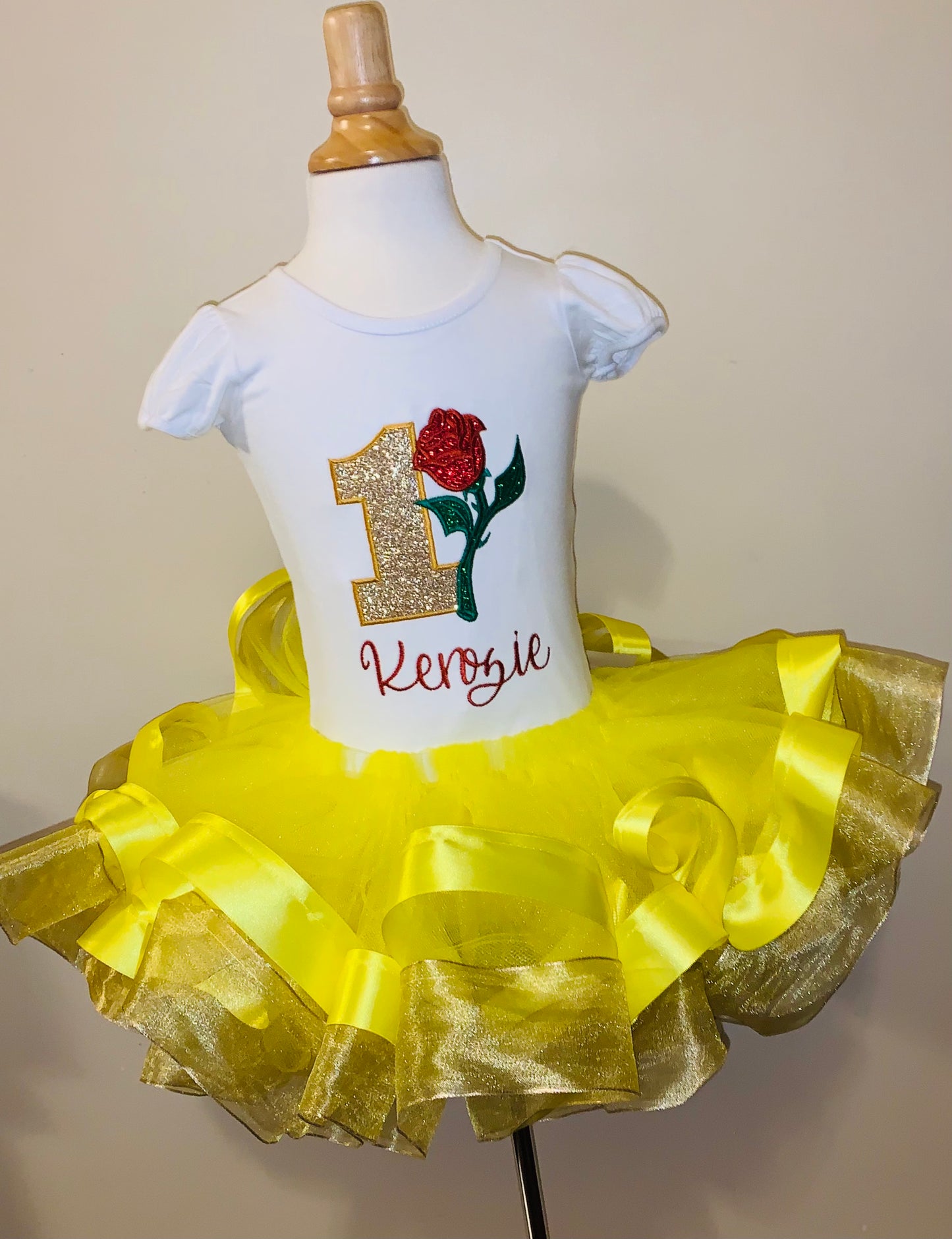 Yellow & Gold Double Ribbon Trim Tutu
