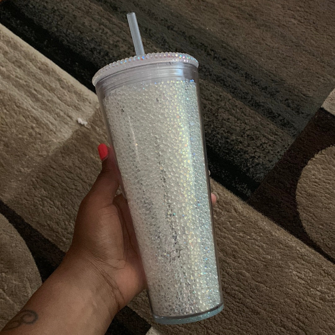 Clear Rhinestone Filled Tumbler