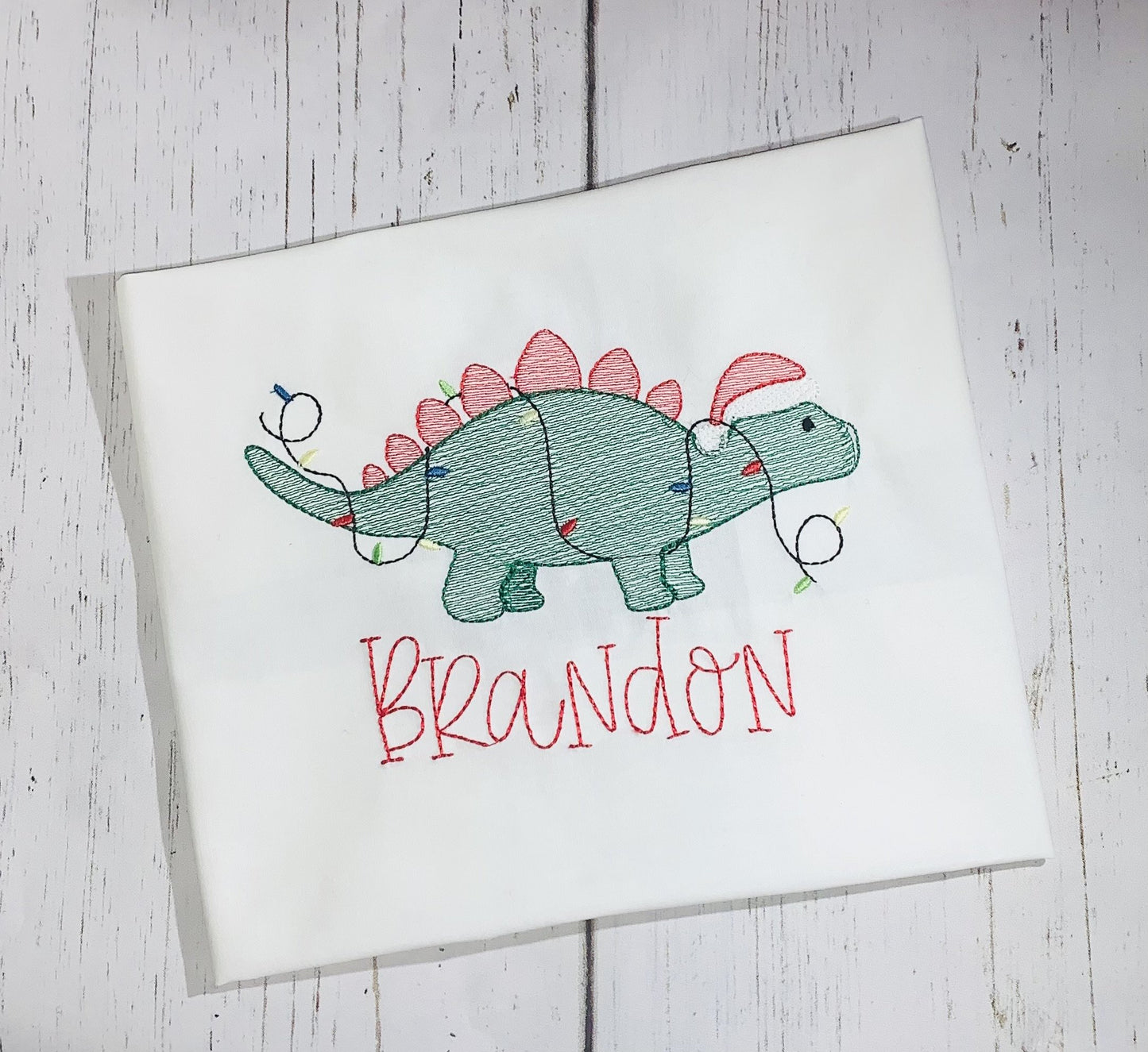 Embroidered Christmas Shirt Dinosaur Christmas Shirt