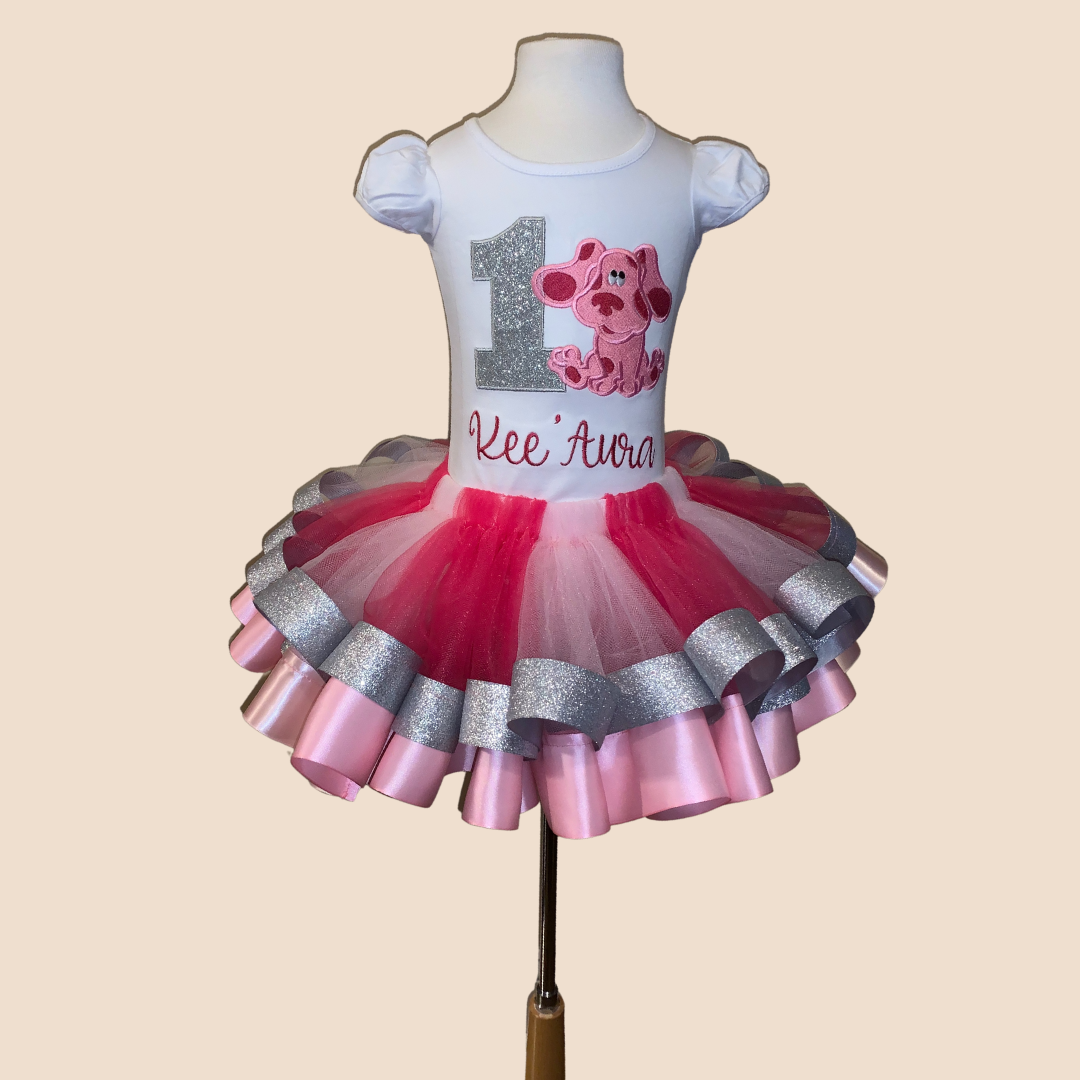 Pink & Silver Double Ribbon Trim Tutu