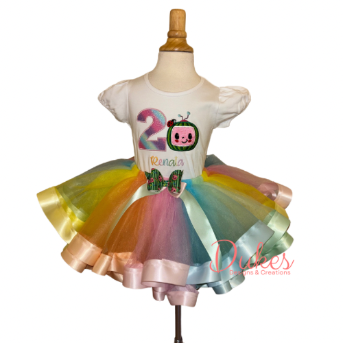 Pastel Melon Double Ribbon Trim Tutu