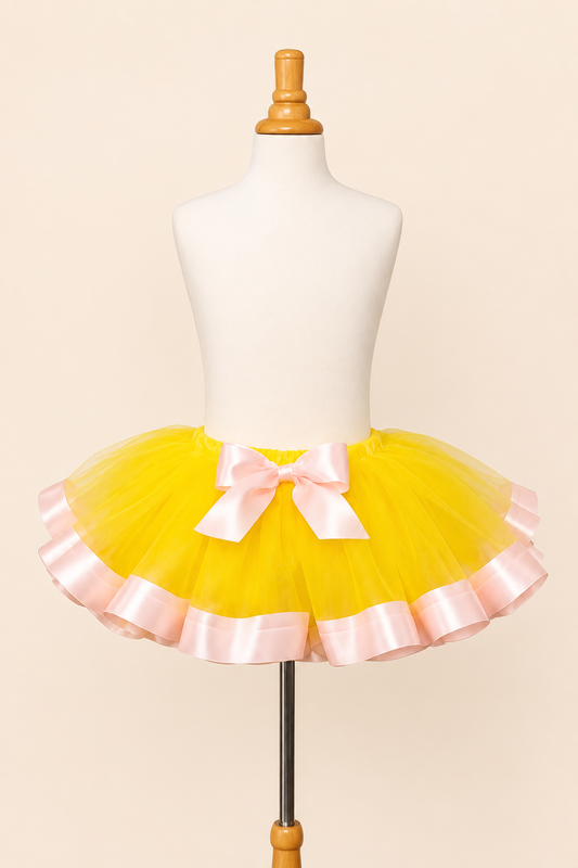 Yellow & Pink Ribbon Trim Tutu Outfit
