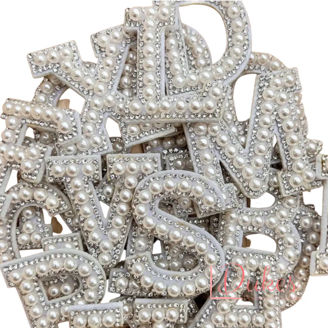 Pearl & Rhinestone Patch Letters