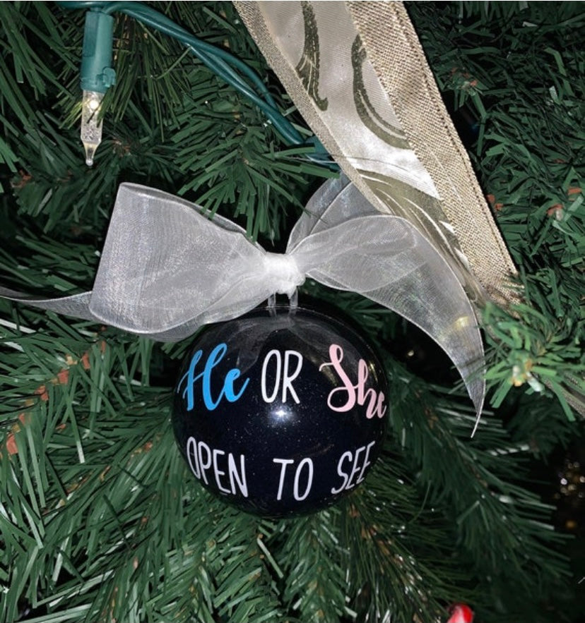 Gender Reveal Pop Apart Glitter Ornament